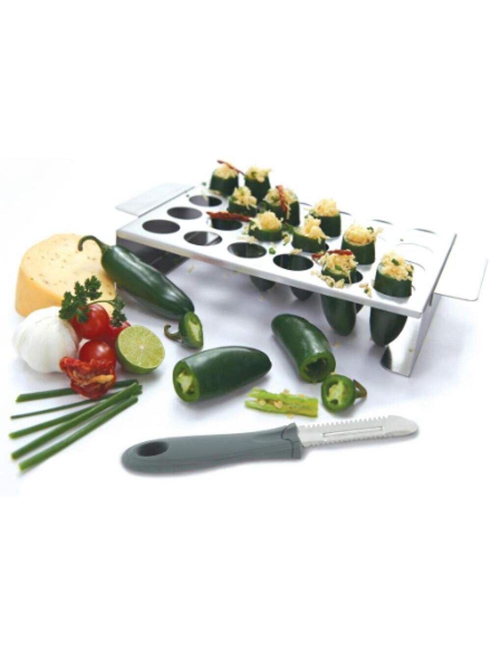 GrillPro Stainless Steel Prime Pepper Roaster with Corer Tool (Model 41555)